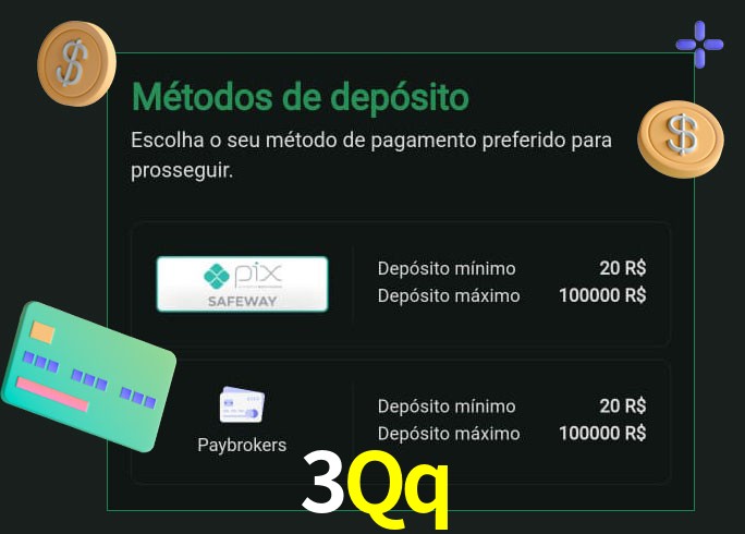 O cassino 3Qq oferece uma grande variedade de métodos de pagamento